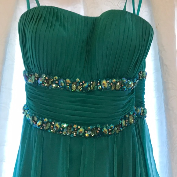 Teal/ aqua embellished gown - Picture 3 of 4